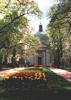 Chapel walk in spring - view toward Chapel